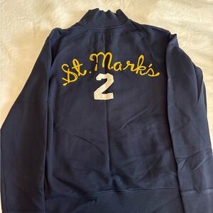 J. Crew Size Medium St. Mark's Navy Stadium Zip Jacket with Yellow Embroidery